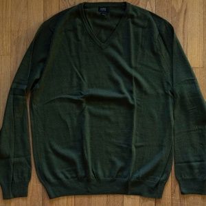 J Crew Merino Wool V-Neck Sweater Green L
